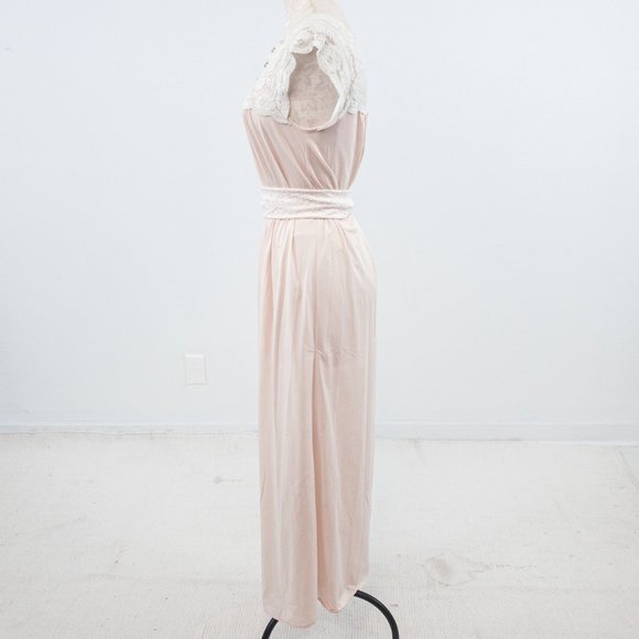 Vintage S Boho Lace Nightgown Maxi Dress Pink - Picture 4 of 12